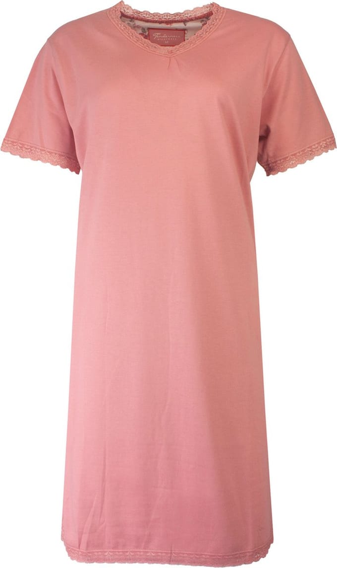 Tenderness Dames Nachthemd - 100% Katoen - Koraal Roze - Maat S