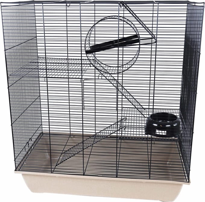Interzoo Rattenkooi Rat 70 zwart/beige met 3 verdiepingen