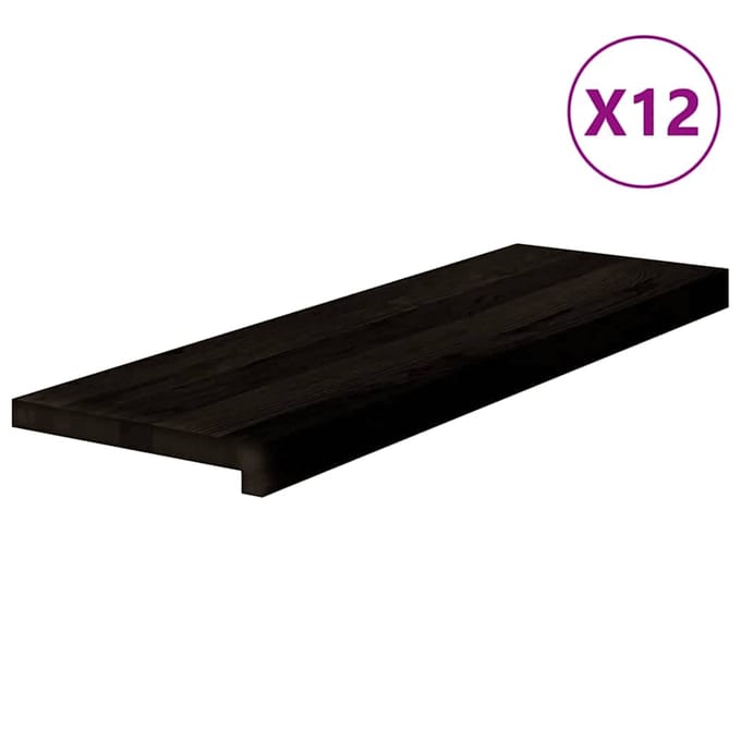 vidaXL - Traptreden - 12 - st - 80x25x2 - cm - massief - eikenhout - bruin-zwart