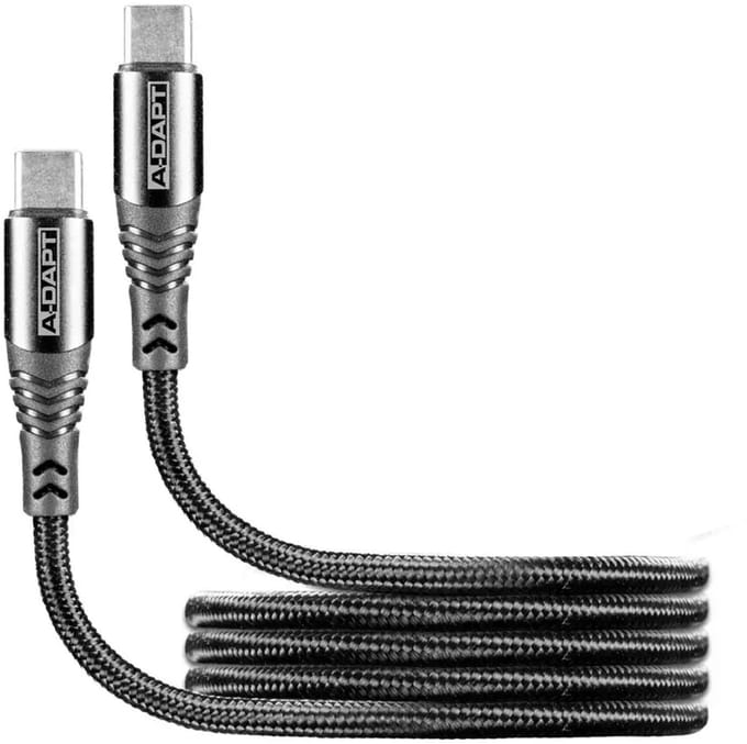A-DAPT® USB-C naar USB-C kabel 1,2m - PD 100W snelladen - 480Mbps dataoverdracht - Zwart