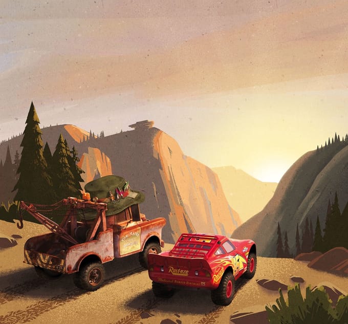 Fotobehang Cars Sundown - Meerkleurig - 2,80m X 300cm