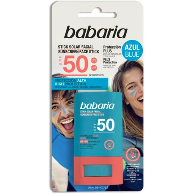 Zonnestick - BABARIA - Blauwe Stick - SPF 50 - 20 gr - Vegan - UV-bescherming