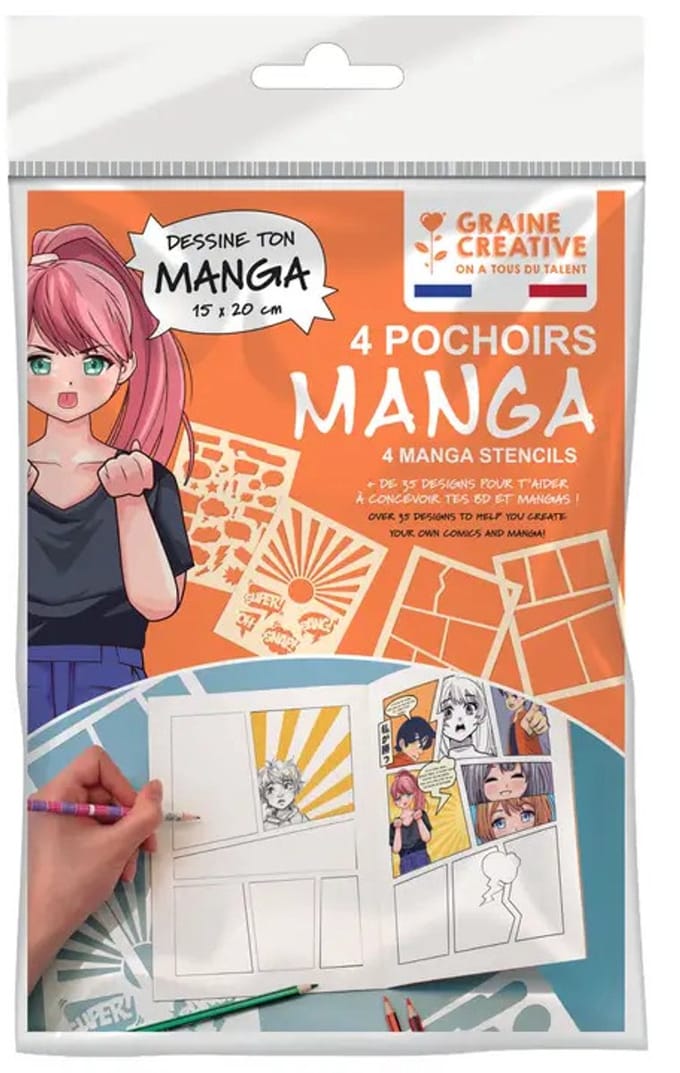 GC Stencils Manga 4 Stuks 15,5 x 1 x 26 cm