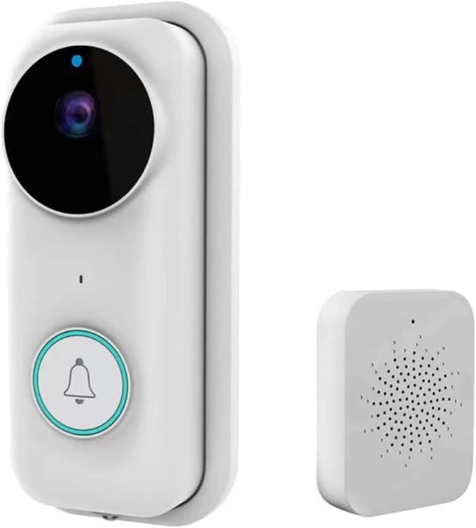 Draadloze Videodeurbel - Slimme Deurbel Intercom - Huisbeveiliging - HD Nachtzicht - 18 cm - Wit