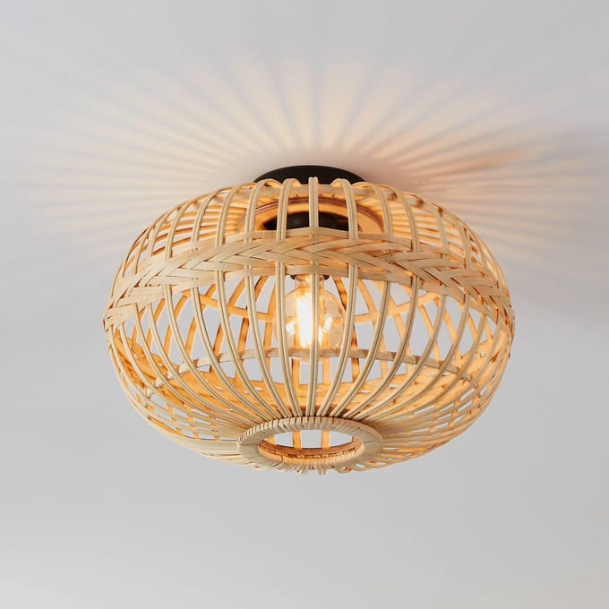EGLO Amsfield Plafondlamp - E27 - Ø 45 cm - Hout, bamboe - Bruin/Zwart