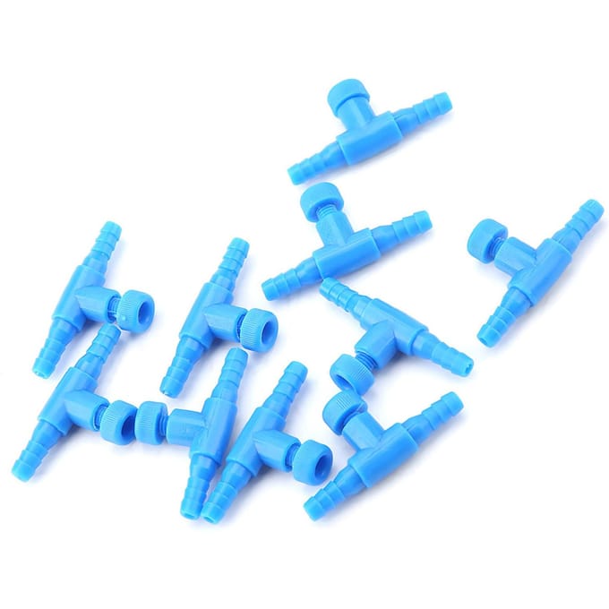 Lot de 10 vannes de régulation de pompe à air à 3 voies en plastique pour aquarium blue