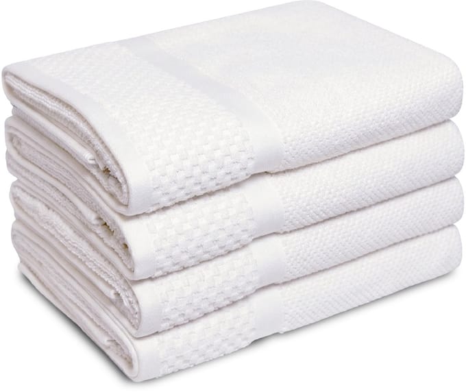 PHLOX Soft Popcorn Handdoeken 70x140 cm - Set van 4 - 100% Katoen 500 g/m2 - Wit