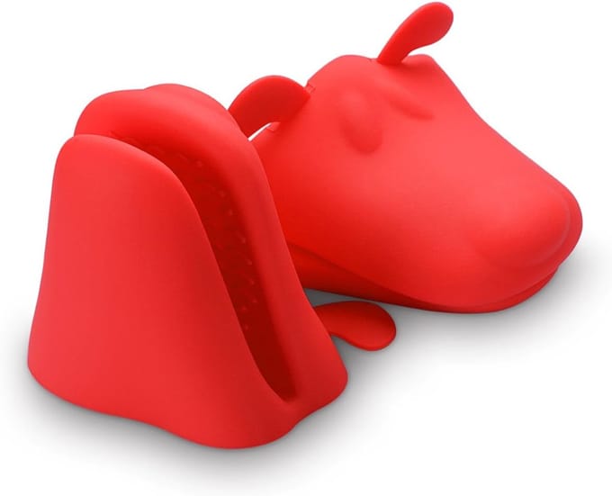 2x Siliconen Ovenpannenlap, Hittebestendig, Rode Hond
