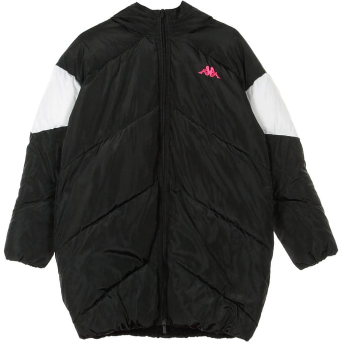 Authentiek 90 Bartes dames lang donsjack zwart/wit/fuchsia