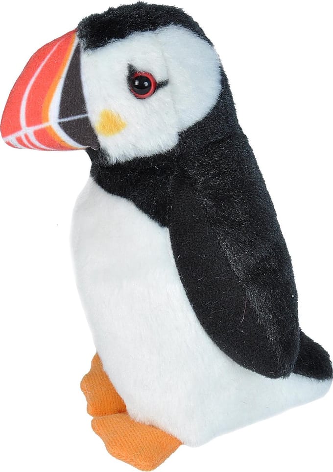 Wild Republic pluche vogel knuffel - papegaaiduiker - zeevogels - 14 cm - met echt geluid