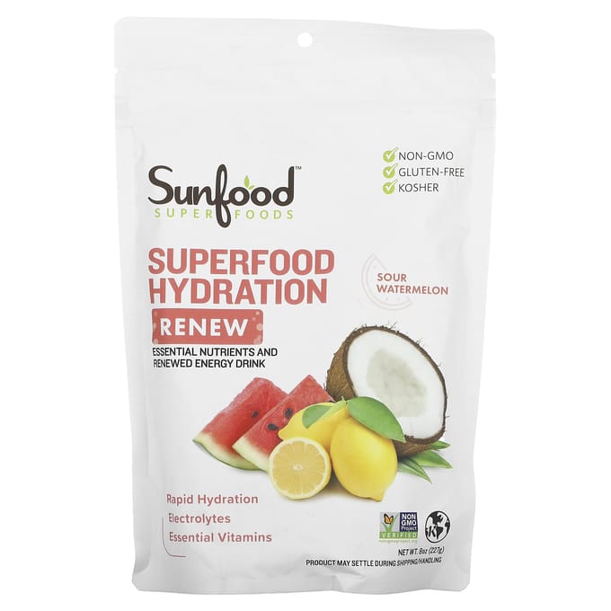 Sunfood, Superfood Hydratation Renouvellement, Pastèque Acide, 8 oz (227g)