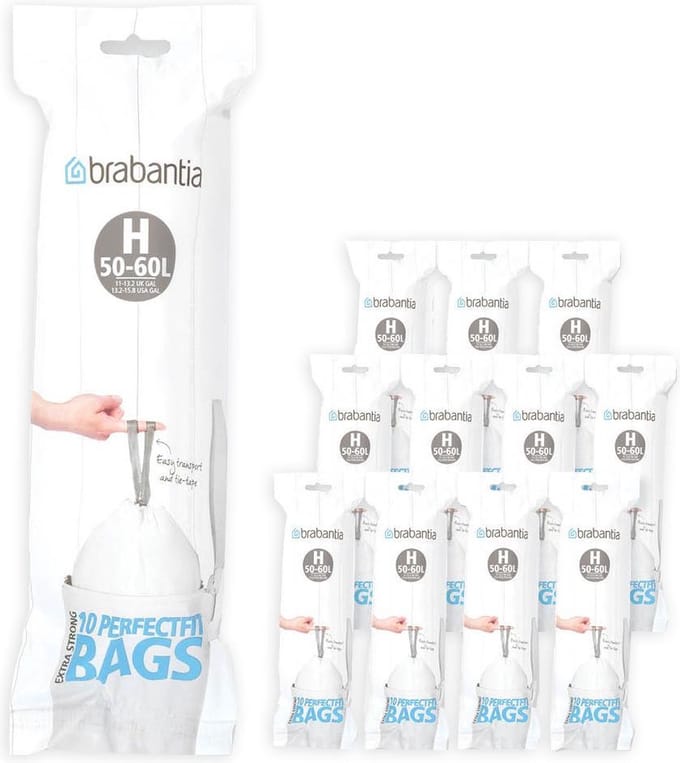 Brabantia PerfectFit Vuilniszakken - 50/60 l - Code H - 12 rollen x 10 stuks