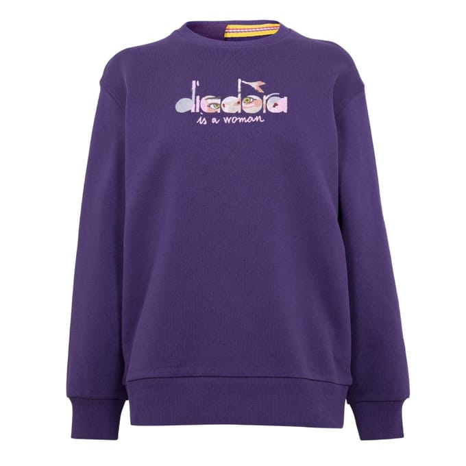 Diadora Dames Geribbelde Regular Lange Mouwen Sweatshirt (Paars)