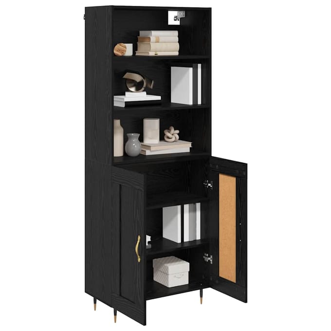 vidaXL - Highboard - Zwart - eiken - 69,5 - x - 34 - x - 180 - cm - Bewerkt - hout