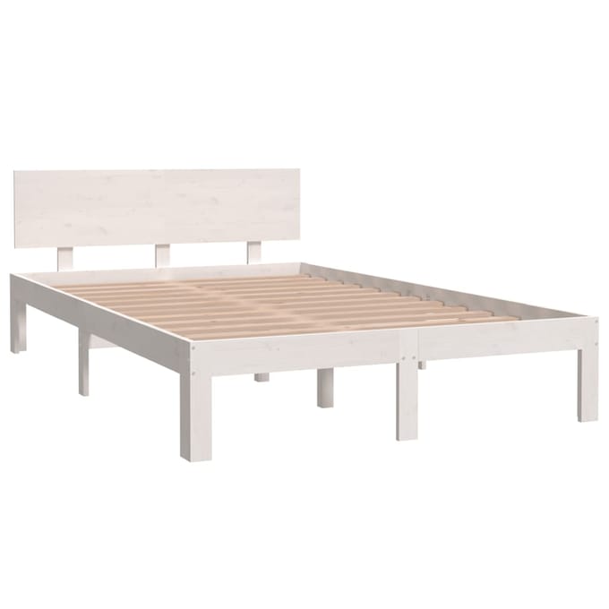 vidaXL - Bedframe - massief - grenenhout - wit - 120x200 - cm