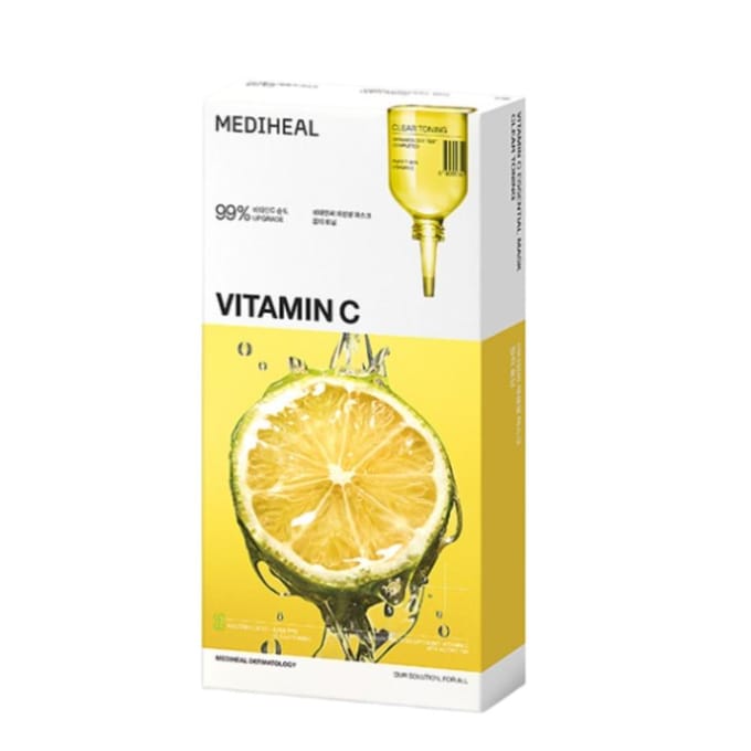 Mediheal Masque Essentiel Vitamine C Pack de 10 Masque en Tissu Éclaircissant & Hydratant yellow