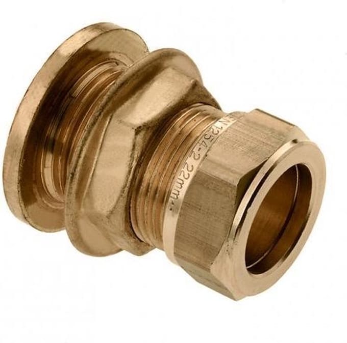 Bonfix knelkoppeling - Tankdoorvoernippel met tegenmoer - 28mm - Messing