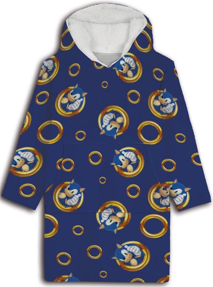 Sonic Hoodie Fleece Deken, Rings - Volwassen (One Size) - Polyester