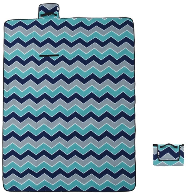 vidaXL - Picknickkleed - opvouwbaar - golven - 200x150 - cm - fluweel - blauw