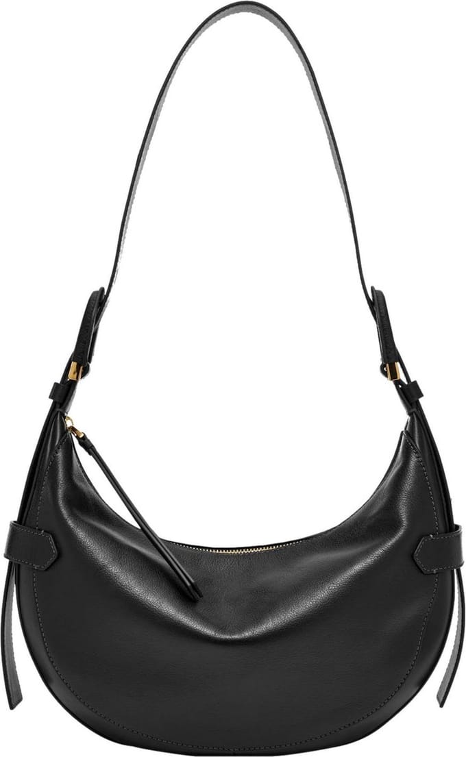 FOSSIL Leren Schoudertas Harwell Hobo Black Zwart