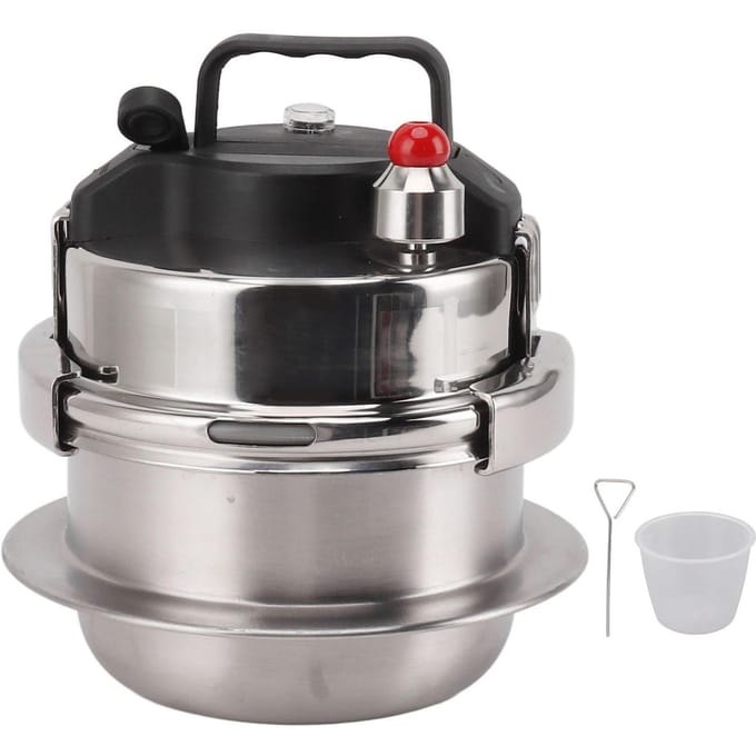 Mini Outdoor Snelkookpan Drie Laags Snelle Verwarming Tijdbesparend Roestvrij Staal Snelkoken L black