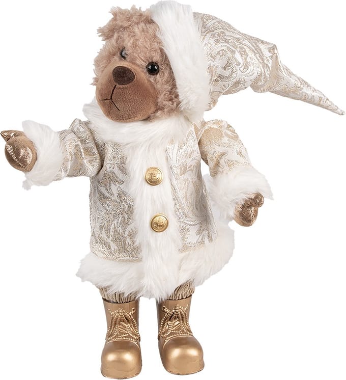 Clayre & Eef Kerstdecoratie Beeld Beer 36 cm Beige Kunststof