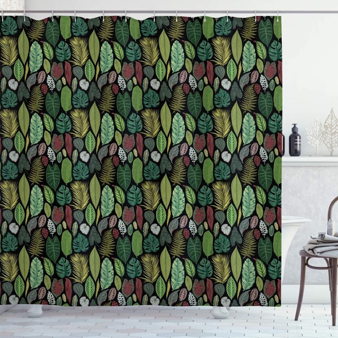 ABAKUHAUS Botanisch douchegordijn – 175x220 cm – polyester – multicolor