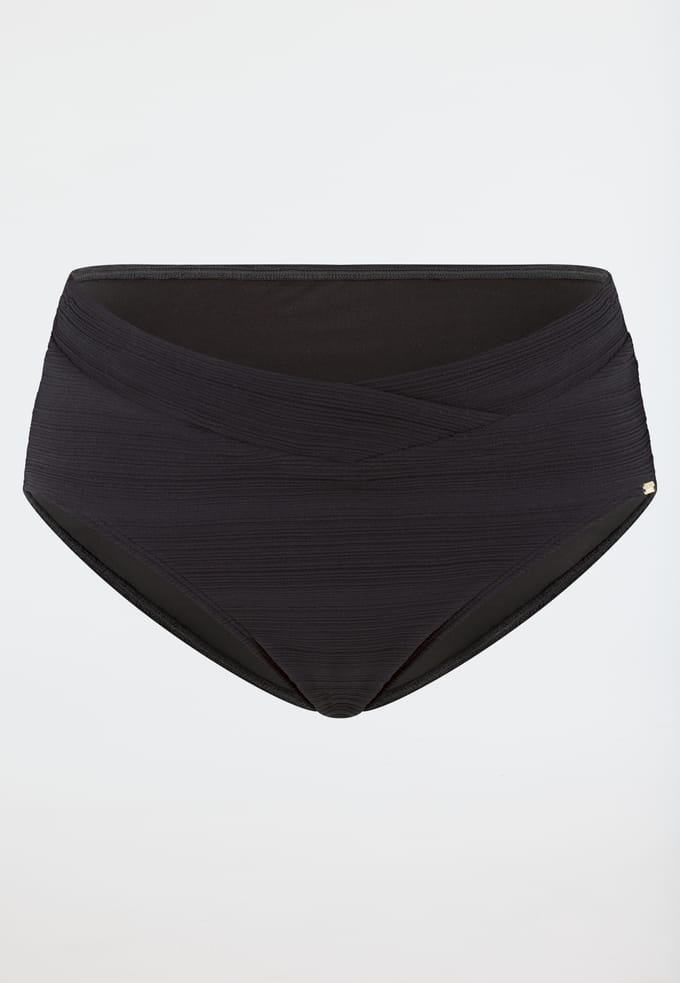 Retro bikinibroekje met strepen, zwart - aquablauw 36