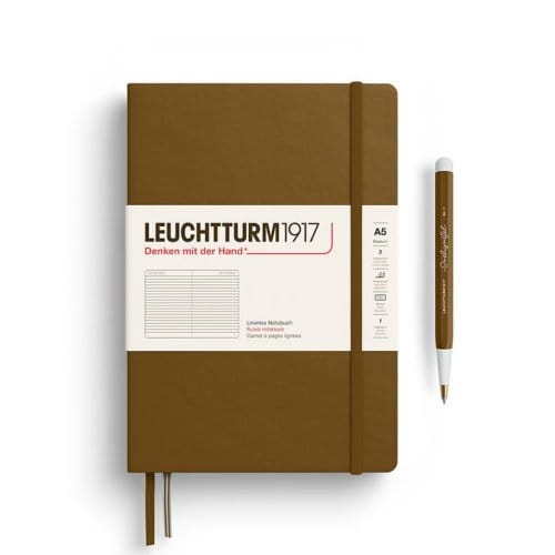 Leuchtturm1917 notitieboekje, hardcover, medium a5, gelinieerd, bruin