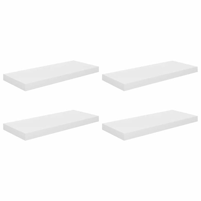 vidaXL - Wandschappen - zwevend - 4 - st - 60x23,5x3,8 - cm - MDF - hoogglans - wit