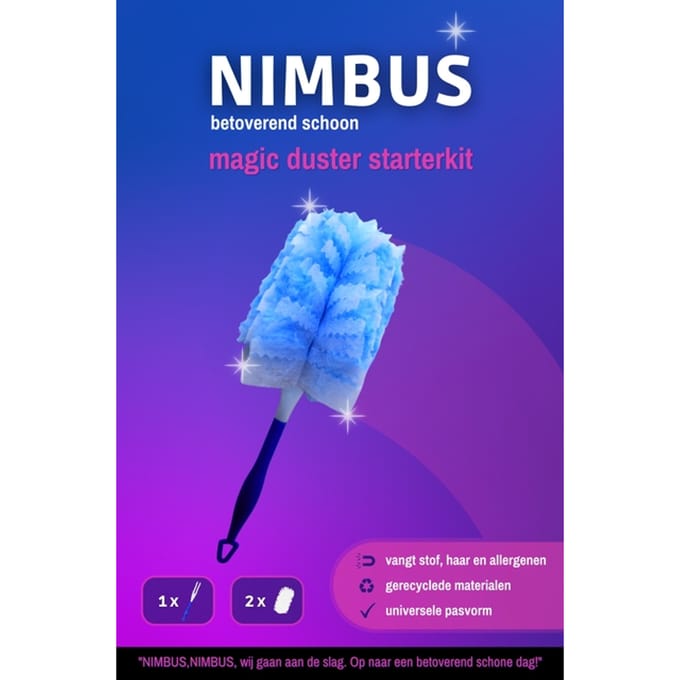 NIMBUS Magic Duster Starterkit - Handvat + 2 Navullingen - Geschikt voor Swiffer