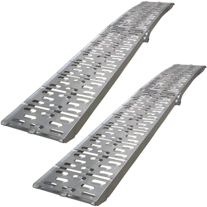 Set van 2 inklapbare oprijplaten van aluminium voor motorfiets en quad - 680 kg capaciteit