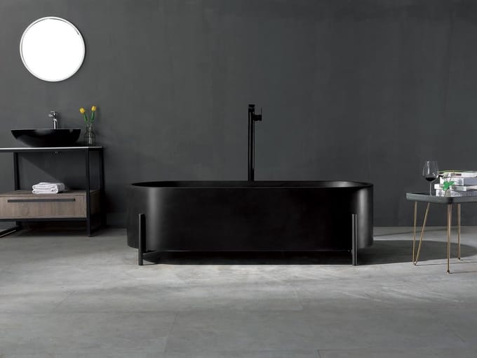 Mawialux vrijstaand bad - Solid surface - 170x70cm - Mat zwart - Nevil
