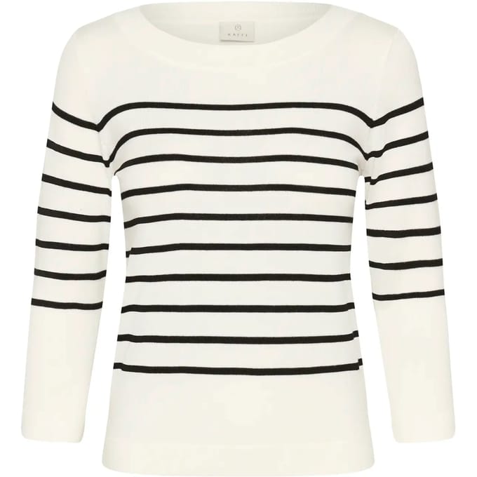 Pull BOATNECK LIZZA KAFFE CHALK BLACK STRIPE 108922