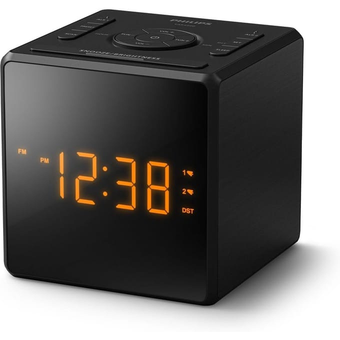 PHILIPS TAR4500/10 Klokradio - FM Wekkerradio - Dubbel Alarm - Groot Dimbaar LED-display - USB-C Oplaadpoort - Sleeptimer - Zwart