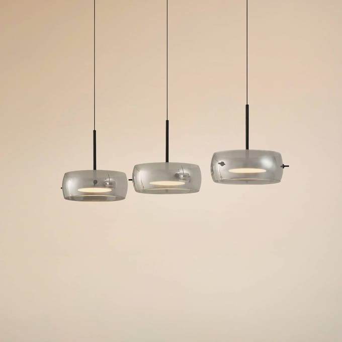 Lucande LED hanglamp Martis, zwart, 3-lamps, step-dimbaar