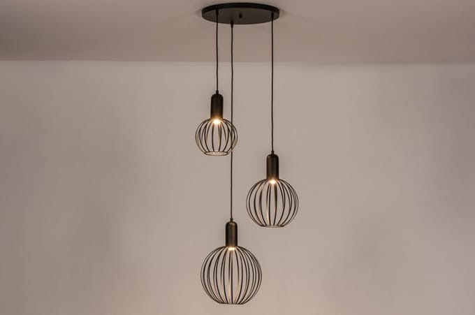 Lumidora Hanglamp 74366 - ASIA - 3 Lichts - E27 - Zwart - Metaal