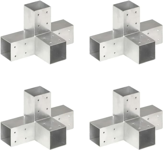 X-vormige Postconnectoren voor Houten Palen 71x71mm - 4 Stuks