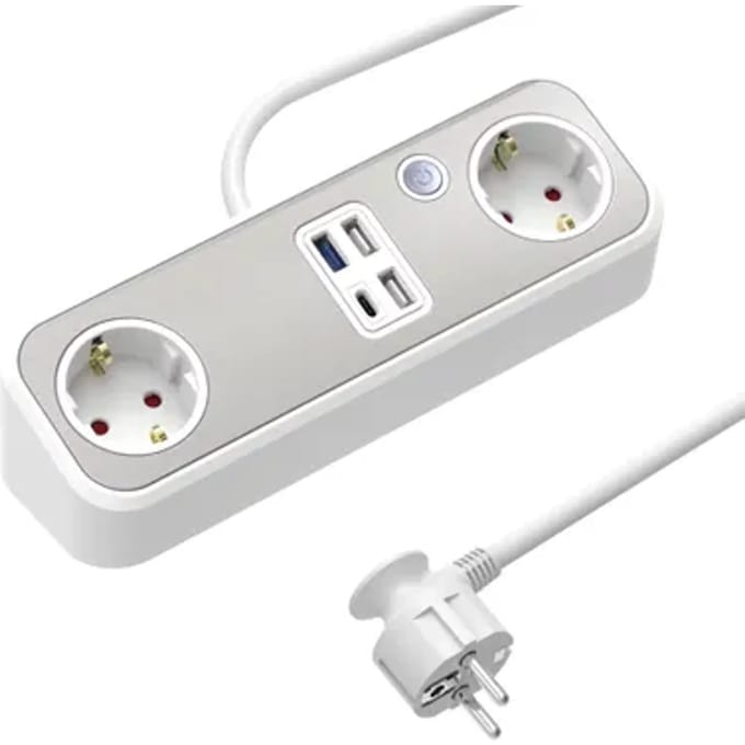 Sencys Stekkerdoos 2-voudig Met Usb (type A+c) Grijs 1,5 Meter