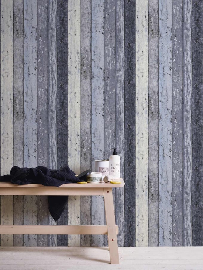 HOUTLOOK BEHANG | Industrieel - blauw wit - A.S. Création Elements
