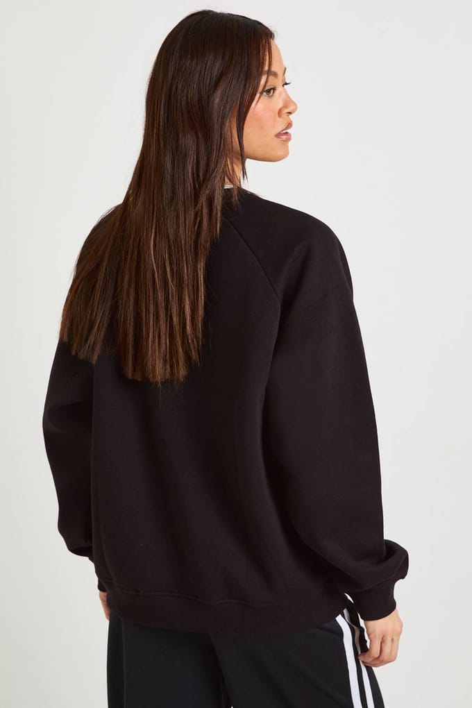 boohoo Dames Lange Raglan Naad Oversized Sweatshirt | Zwart | Maat: Small