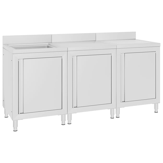 vidaXL - Wastafelkast - commercieel - 180x60x96 - cm - roestvrij - staal