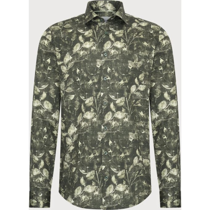 Blue Industry Het leaf-print overhemd |