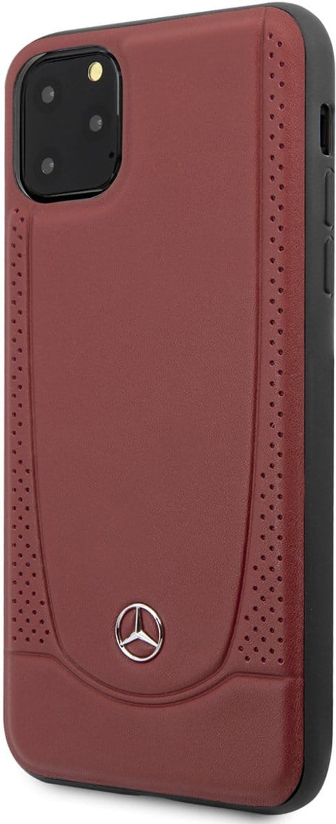 Mercedes-Benz Back cover - iPhone 11 Pro Max - Rood - Echt Leer - Perforated Design
