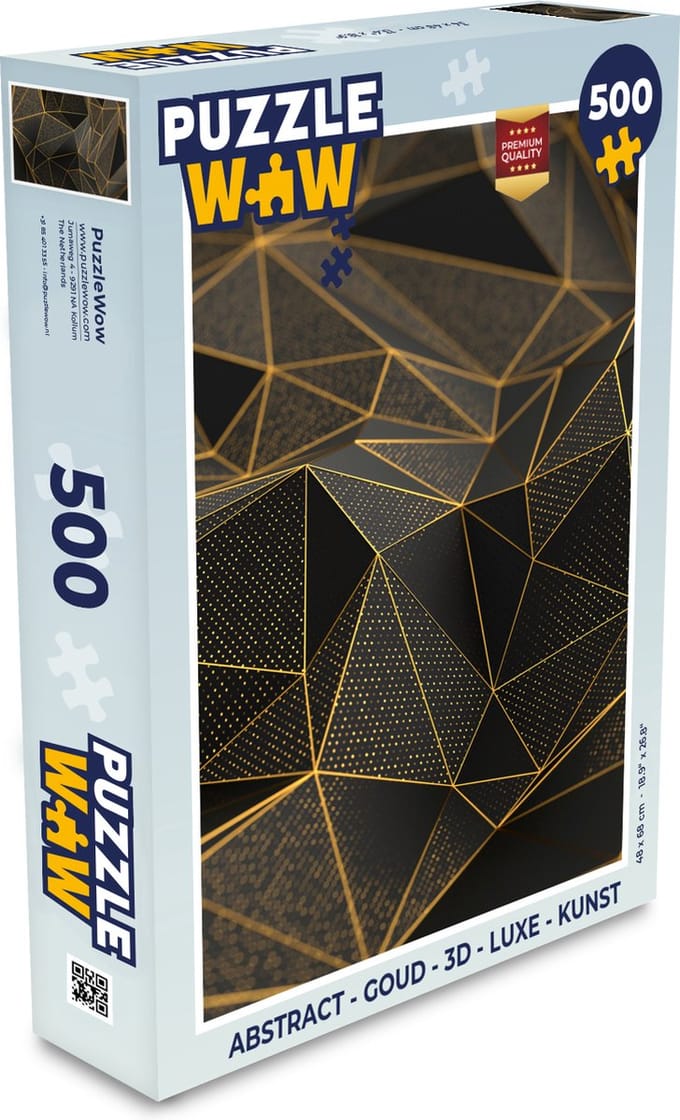 Puzzel Abstract - Goud - 3D - Luxe - Kunst - Legpuzzel - Puzzel 500 stukjes