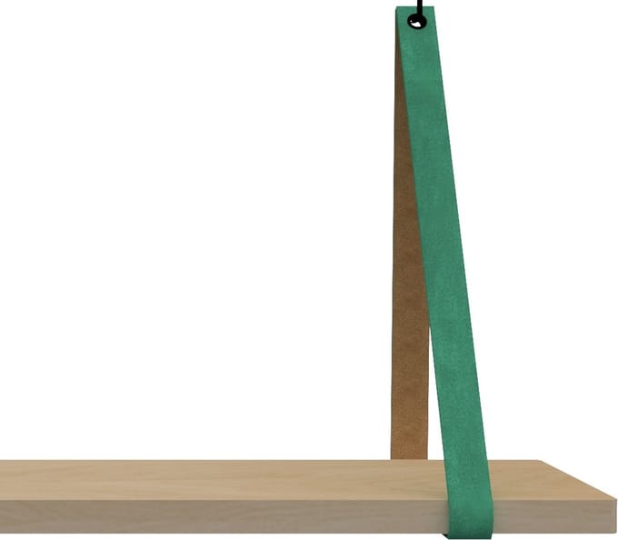 Leren Plankdragers - Handles and more® - 100% leer - ZEEGROEN - set van 2 leren plank banden