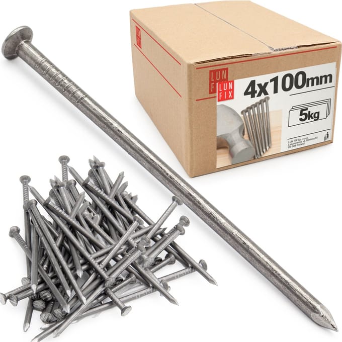 LUN FIX - Bouwspijkers 4x100 mm 4 inch - zwart - 5kg