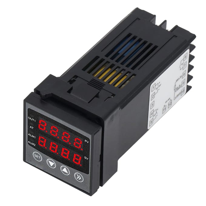 Digitale Temperatuurregelaar met Alarm Intelligente PID-regeling Dubbel Display Thermostaat DC 24V black