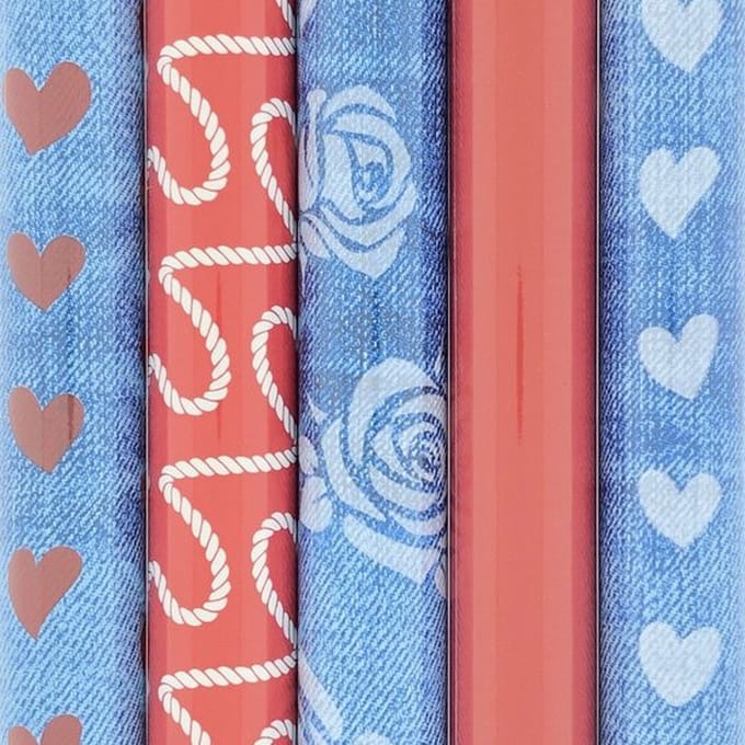 Love me assortiment inpakpapier cadeaupapier - 2 meter x 70 cm - 5 rollen