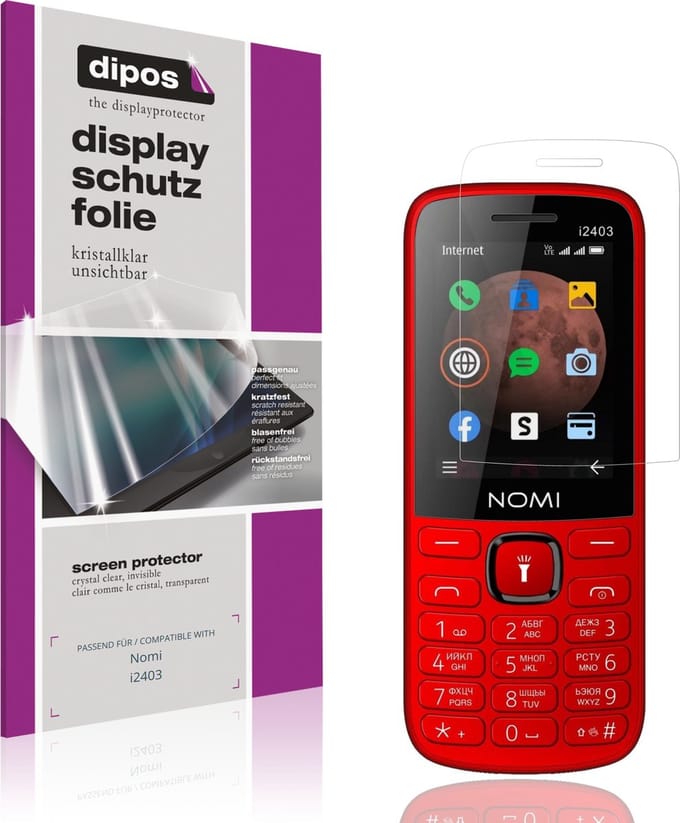 dipos – 4x Beschermfolie geschikt voor Nomi i2403 | Krasbestendige & heldere Screenprotector Ultra-Thin